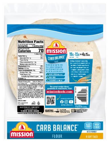 Mission® Carb Balance® Low Carb Soft Taco Flour Tortillas 8 Ct 12 Oz