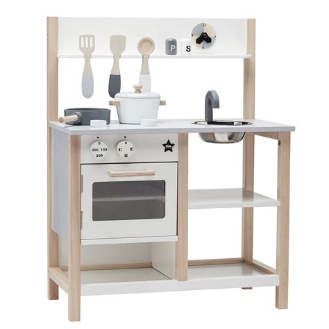Childrens Wooden Toy Kitchen Set In White And Natural Kids Concept