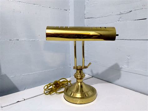 Vintage Desk Lamp Bankers Lamp Piano Lamp Brass Finish Midcentury Home