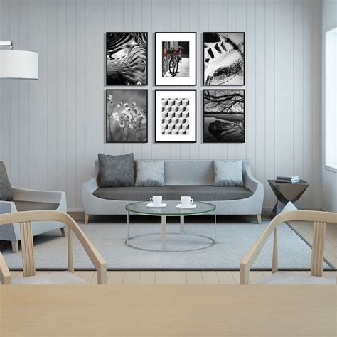 Kit De Quadros Decorativos Em Preto E Branco 6 Quadros De 70x90cm