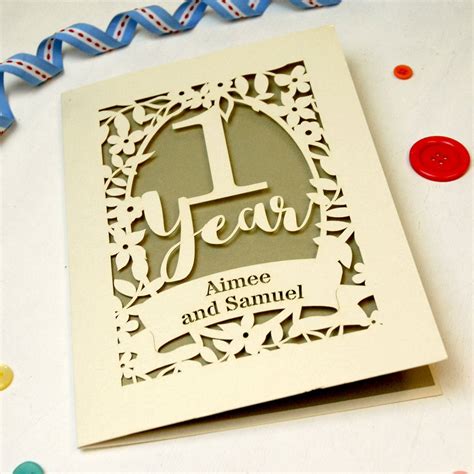 For celebrating this exciting milestone, you might want to go all out to pick a heartwarming present for your other half. Papercut One Year Paper Anniversary Card In Cream By ...