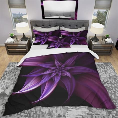 Shop Designart Fractal Flower Purple Modern And Contemporary Bedding