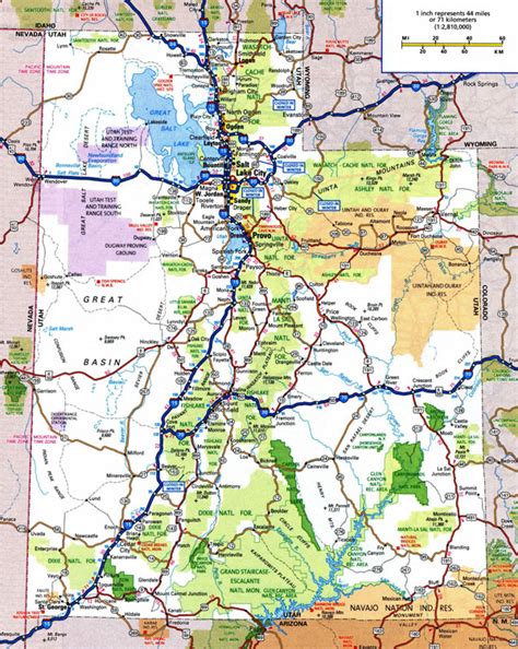 Large Detailed Roads And Highways Map Of Utah State With National Parks