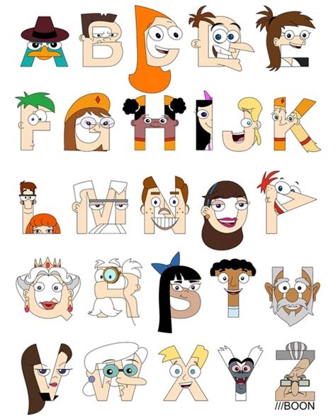Alfabeto De Los Personajes Phineas Y Ferb Oh My Alfabetos