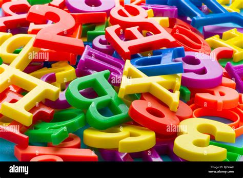 Object On Blue Toy Plastic Letters And Numbers Stock Photo Alamy