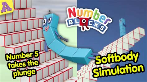 Numberblock 5 Takes The Plunge Softbody Simulation Youtube