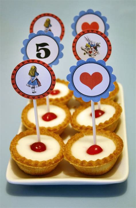 Alice In Wonderland Party Circlescupcake Toppers Instant Etsy In