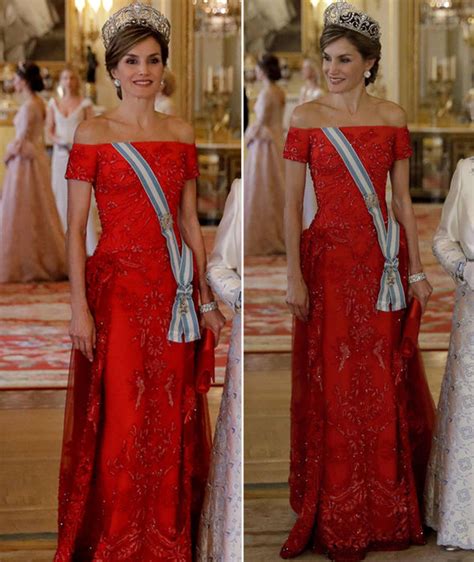 Queen Letizia Of Spain Steals The Spotlight In Striking Red Gown At