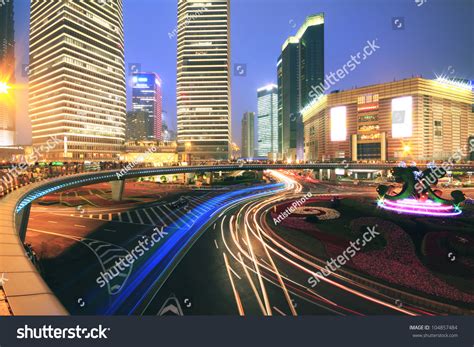 Long Exposure Photographs Of Urban Ring Road Viaduct Shanghai Night