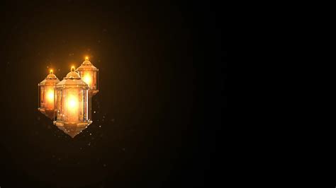 Lanterne Dorée Arabe Du Ramadan Sur Fond Noir Avec Des Particules