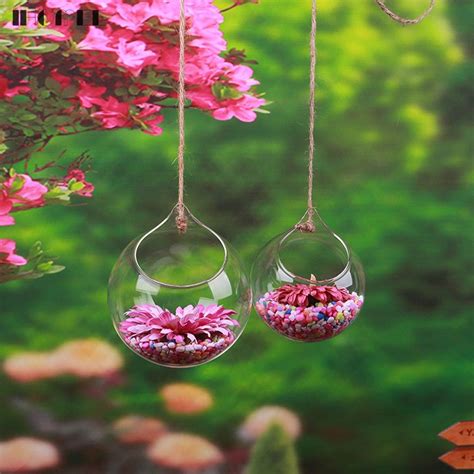 1pcs Hanging Glass Vase Cute Mini Hanging Baskets Home Decoration Semi