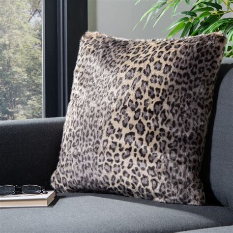 Safavieh Faux Fur 20 In X 20 In Leopard Indoor Decorative Pillow At