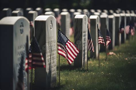 American Flags At The Cemetery Veterans Memorial Day Generative Ai 3