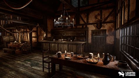 Artstation Medieval Tavern Modular Interior Exterior Game