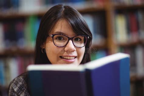 Female Student Holding Book In College Library Stock Photo Image Of