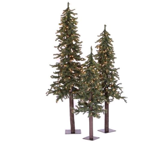 Vickerman 2 3 4 Natural Alpine Artificial Christmas Tree Set Clear
