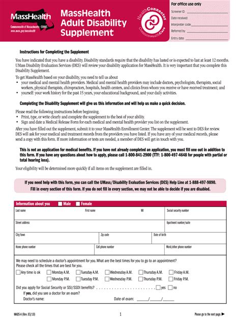 Printable Masshealth Application Form Fill Online Printable