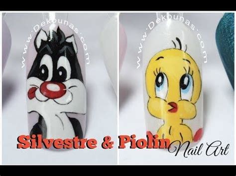 Diseños de uñas decoradas con caricaturas. Diseño de uñas Caricatura Silvestre y Piolin - Cartoon ...