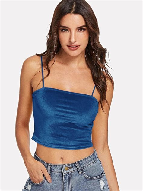 Shein Crop Velvet Cami Top Velvet Cami Top Cami Crop Top Velvet Cami