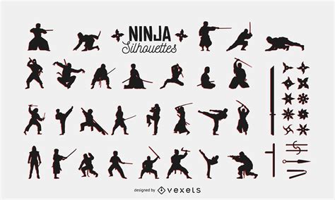 Ninja Pack Silhouette Vector Download