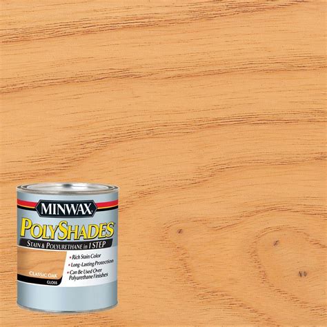 Minwax 1 Qt Polyshades Classic Oak Gloss Stain And Polyurethane In 1