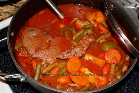 Chuck roast is a tough cut of meat that often includes part of the blade bone, and it's cut in a cylindrical or oblong shape in which the grain runs in the same direction as the long side of the meat. Chuck Steak Vegetable Stew Recipe | What's Cookin' Italian Style Cuisine