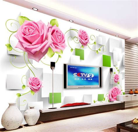 3d Stereo Flower Tv Background Wallpaper Wallpaper Living Room Bedroom
