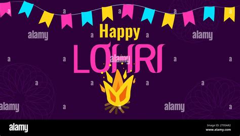 Lohri Festival Punjabi Fiery Harvest In India Bright Colored Flags And