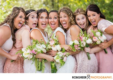Fun Bride Bridesmaids Hug Houston Wedding Photography Rob Greer