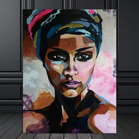 Watercolor Portrait Of A Beautiful Black Woman On Canvas Art Portrait Art Art Pictures