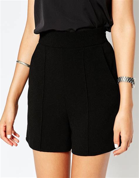 Asos Tall High Waist Tailored Shorts In Black Lyst