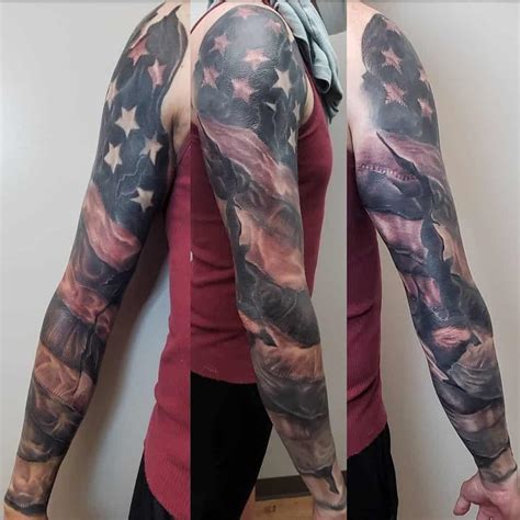 Ripped American Flag Tattoo Sleeve