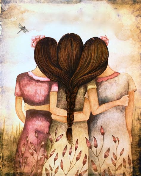 Best friend kolye çeşitlerini indirimli fiyatlarla almak için tıkla. Three sisters best friends with brown hair art print and ...