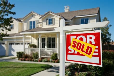 Sold Home For Sale Sign In Front Of Stock Image Colourbox