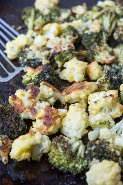 Spread vegetables in an even layer on a baking sheet and roast until lightly browned. Oven Fried Parmesan Broccoli & Cauliflower Florets