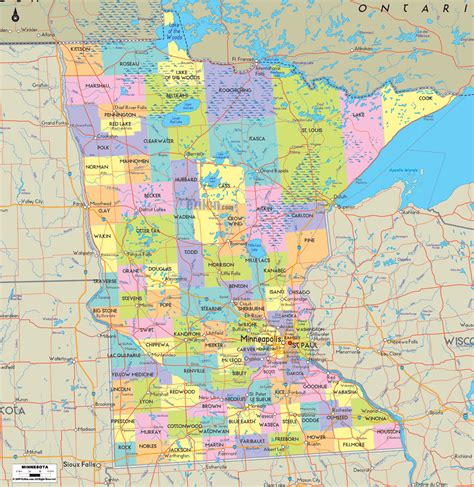 Detailed Political Map Of Minnesota Ezilon Maps