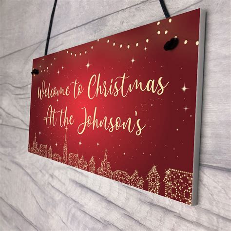 Personalised Christmas Welcome Home Sign Plaque Christmas Decorations