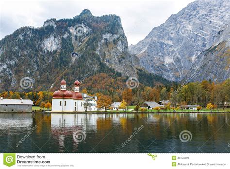 Church Of St Bartholomew On The Lake Koenigssee Stock Image Image Of