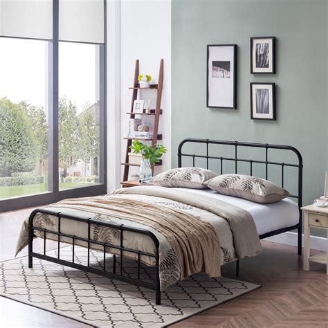 Noble House Khari Industrial King Size Iron Minimal Bed Frame Flat