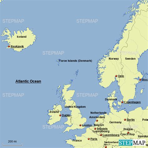 Stepmap Northwest Europe With Capitols Landkarte Für Germany