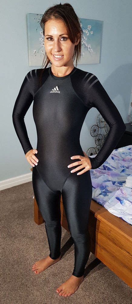 Black Adidas Equipment Full Body Swimsuit Skinsuit Spandex Lycra