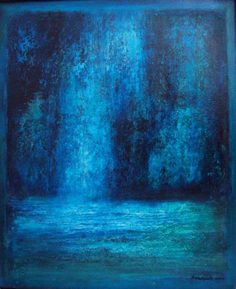 Blue Abstract Landscape Painting By Saraswati P Saatchi Art