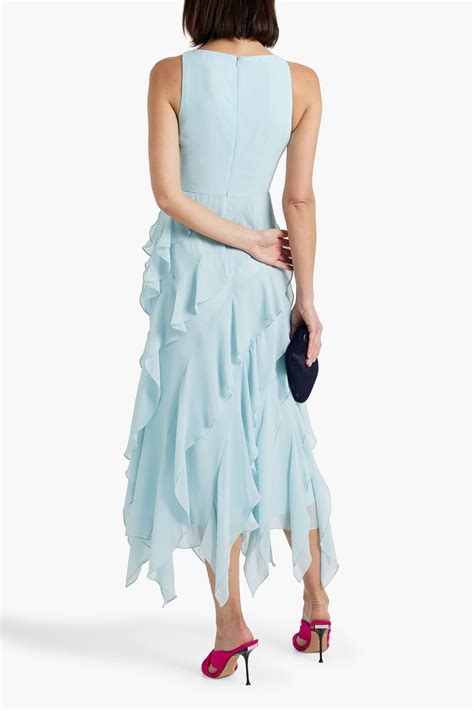 Badgley Mischka Ruffled Chiffon Midi Dress The Outnet