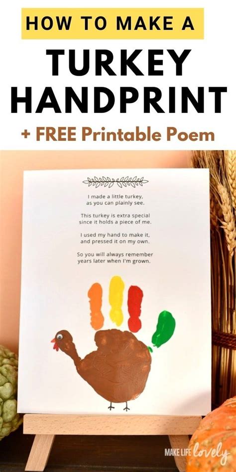 Cutest Turkey Handprint Craft Poem Printable Thanksgiving Crafts