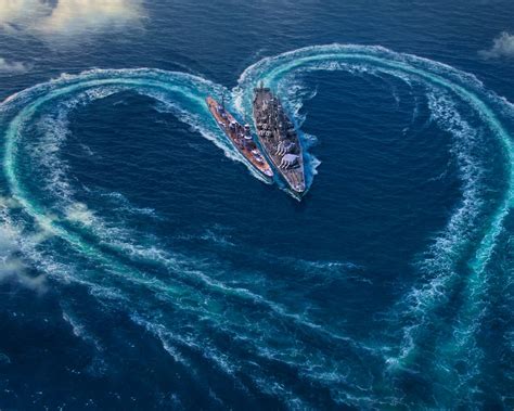 World Of Warships Love Heart Ocean 4k Wallpaper Best Wallpapers