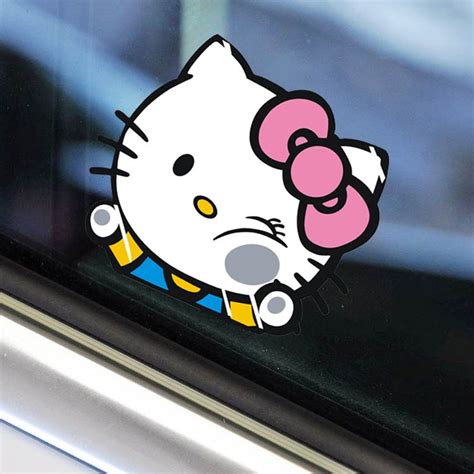 Funny Car Sticker And Decals Hello Kitty Hit On The Glass Cute Styling