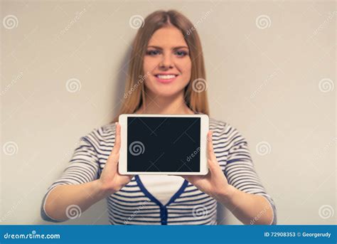 Attractive Girl With Gadget Stock Image Image Of Female Lady 72908353