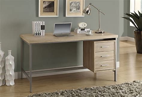 Monarch Specialties Metal Computer Desk With 3 Drawers Natural Office