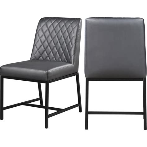 Meridian Furniture Bryce Quilted Gray Faux Leather Dining Chair Set Of