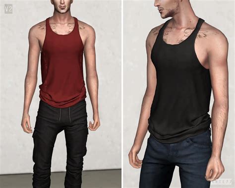 Gym Tank Top V2 Darte77 Custom Content For Ts4 Sims 4 Men Clothing Sims 4 Male Clothes